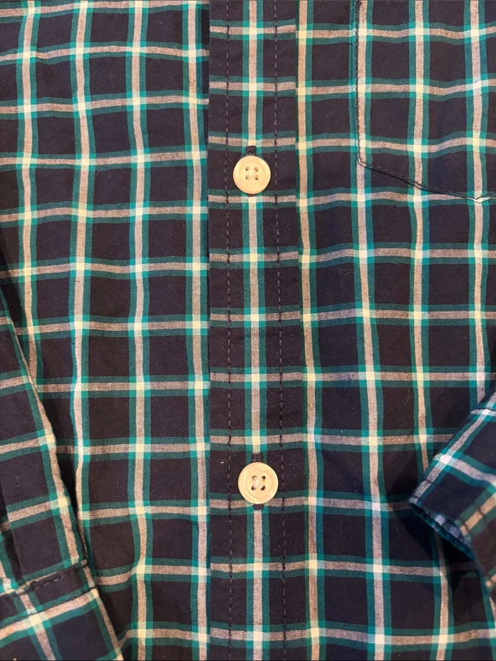 Gymboree Navy and Green Plaid Button-Down Shirt. 3T